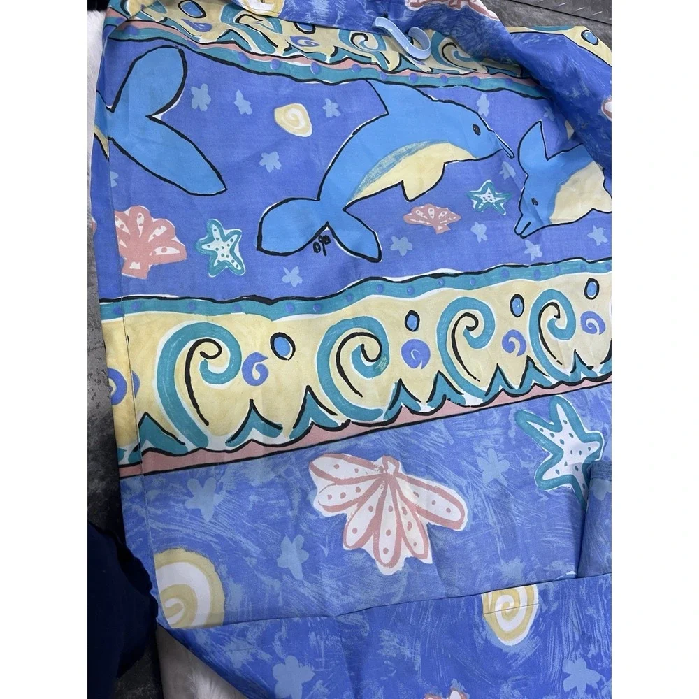 Vintage Retro Multicolor Fish Ocean Tropical Dolphin  Shower Curtain 69x69 in